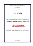 Luận văn Thạc sĩ Tài chính ngân hàng: Nâng cao chất lượng cho vay thủy sản tại Agribank chi nhánh Tĩnh Gia - Thanh Hóa